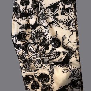 Agnes & Dora Kids S/M Black and White Botanical Skull Leggings In Dust Bag NWT